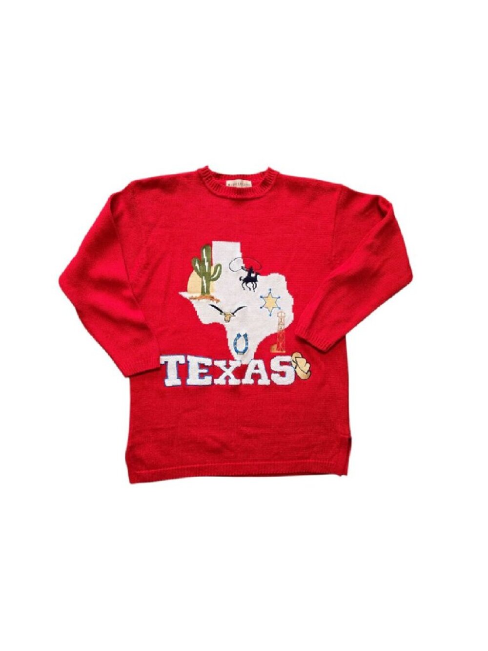 vintage TEXAS Red Women's Embroidered Sweater